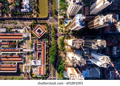 Top View Of A City By Drone