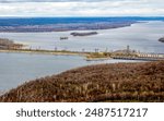 Top view of the city of Togliatti and the Zhigulevskaya hydroelectric station.