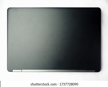 Top View Of Close Black Laptop On White Background