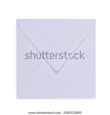 Top view of closed back from square white envelope. Isolated on a white background.