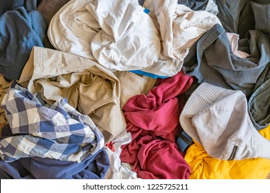 Top View Of Clothes Mess Flat Lay