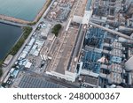 Top view of a coal fired power station in Lamma island of Hong Kong city