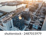 Top view of a coal fired power station in Lamma island of Hong Kong city