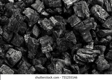 Top View Of Coal Mine Deposit Mineral Black  For Background. Used As Fuel For Industrial Coal.