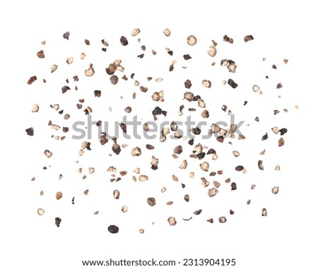 The top view of Coarsely ground black pepper on white background