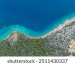 Top view of the coast and the sea Adriatic Sea, Croatia drone view, aerial landscape