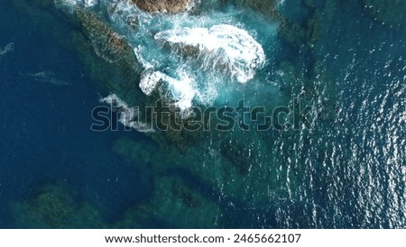 Similar – Luftaufnahme von Felsen an der Küste der Costa Brava, Spanien.