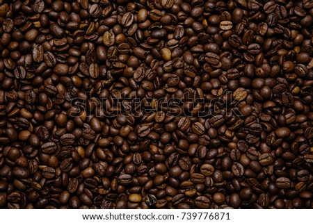 Top view of coffee beans background texture