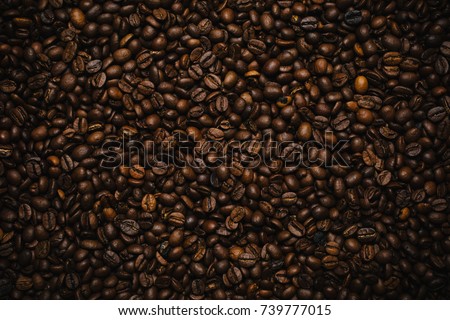 Top view of coffee beans background texture