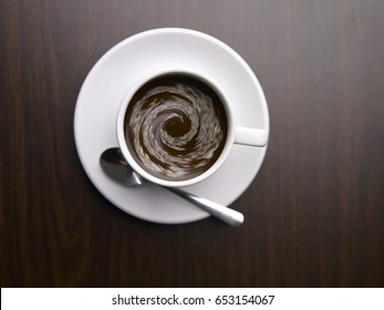 Top View Of Coffee With Creamer