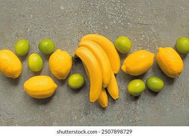 top view colorful bananas limes - Powered by Shutterstock