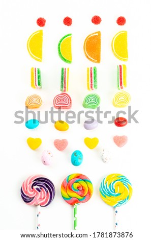 Similar – Image, Stock Photo Colorful lollipops and candies and sweet candy