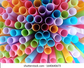 Top View Of Colorful Straws And Many Holes. This Image Can Use For Test The Trypophobia Disease.