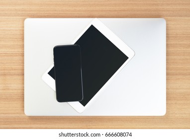 top view of communicator electronics device on table