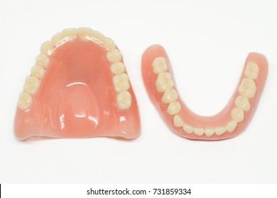 top view of complete denture isolate on white background