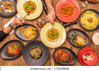 Top view composition with dishes of Italian food - Shutterstock ID 1723298008