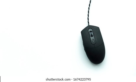top view of computer mouse on white background