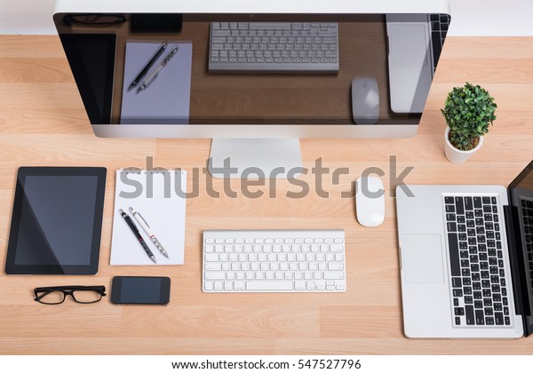 Top View Computer Pc Laptop Digital Stock Photo (Edit Now) 547527796