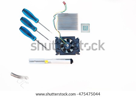 Top view of Comuter electronics repair, flat lay, view from above Stock photo © 