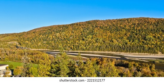 Top View Of Confluence Of Matapedia River And Restigouche River Matapedia Quebec Canada