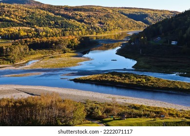 Top View Of Confluence Of Matapedia River And Restigouche River Matapedia Quebec Canada