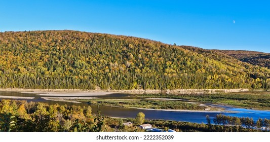 Top View Of Confluence Of Matapedia River And Restigouche River Matapedia Quebec Canada