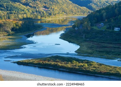 Top View Of Confluence Of Matapedia River And Restigouche River Matapedia Quebec Canada