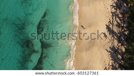 Top View of a Couple Shadow in Paradise Beach, Bahamas