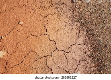 Top View Of Cracked And Barren Ground.