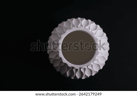 top view creative 3D technology printed white vase home decor with a flowing geometric texture Decorative Vase For Flowers made from recycled plastic isolated black background