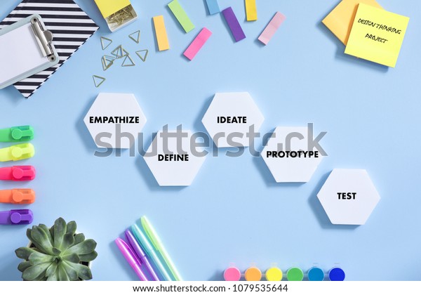 Top View Creative Desk Design Thinking Stock Photo Edit Now