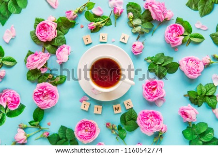 Similar – Image, Stock Photo Elegant tea time layout with snacks and tea set