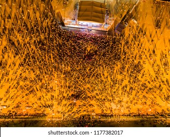 Top View Of The Crowd At A Night Concert