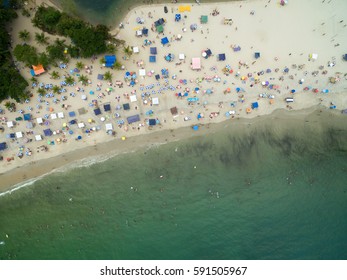 Top View Of A Crowded Beach