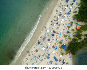 Top View Of A Crowded Beach