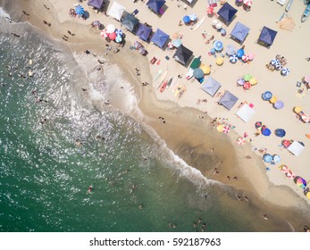 Top View Of A Crowded Beach