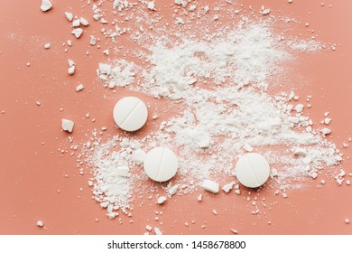 Top View Crushed Pills Close-up