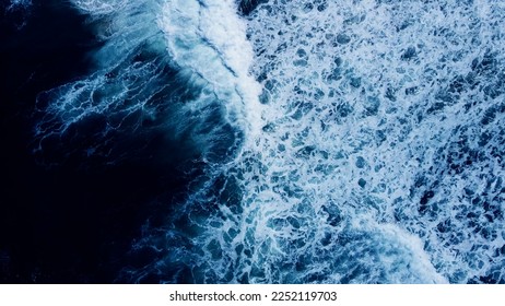 Top view dark blue sea water wave Big wave in black sea Top-down form aerial view Drone high quality camera. - Powered by Shutterstock