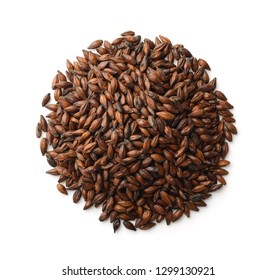 Top View Of Dark Malted Barley Isolated On White