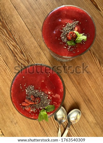 Similar – Image, Stock Photo Strawberry smoothie bowls