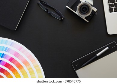 Top View Of The Desk Graphic Designer