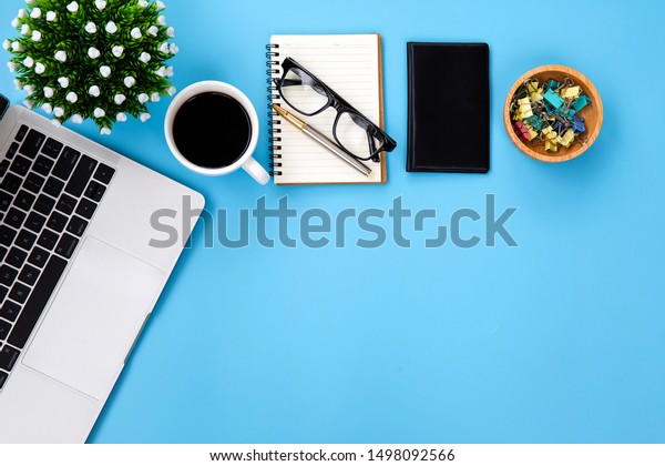 Top View Deskmodern Office Desk Workspace Stock Photo Edit Now Office Desk Workspace Stock Photo