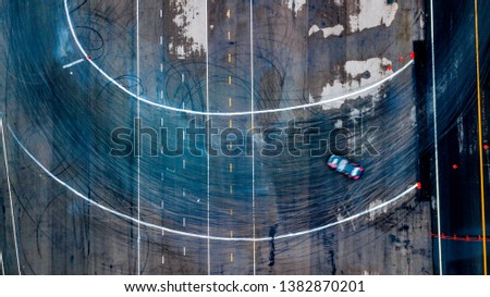 Similar – Aerial view of small boat in sea