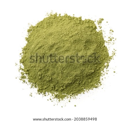 Top view of dry henna powder isolated on white