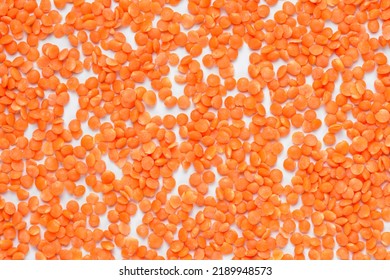 Top View Of Dry Red Lentils Texture Background