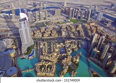 Top View Of Dubai Urban Skyline From Burj Khalifa