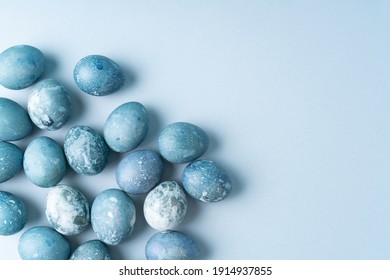 Top view of Easter eggs cracked in the form of stone texture.
