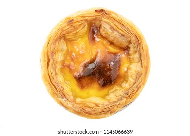 Top View Of Egg Tart Isolated On White Background