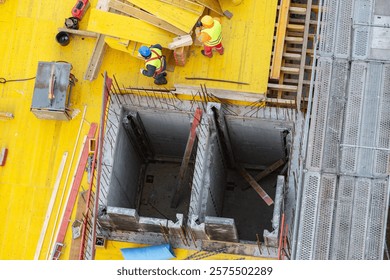 Top view of elevator shaft in the shell