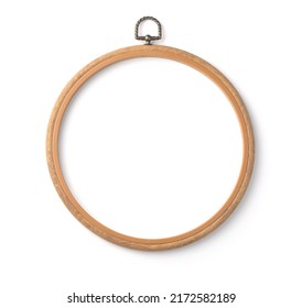 Top View Of Embroidery Cross Stitch Hoop Isolated On White